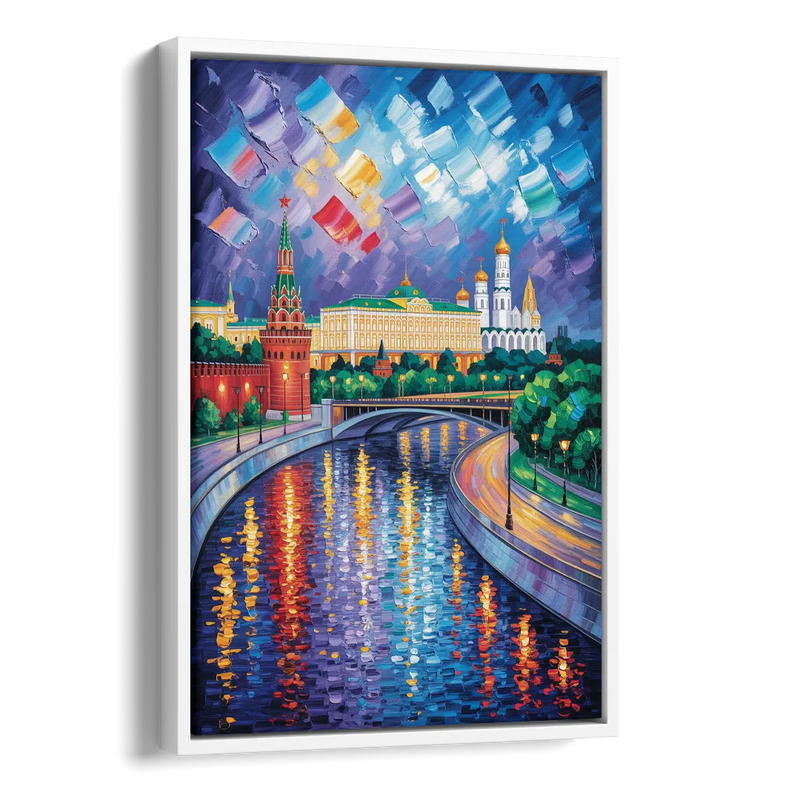 Moscow River Glimpse Side - White Canvas Wall Art