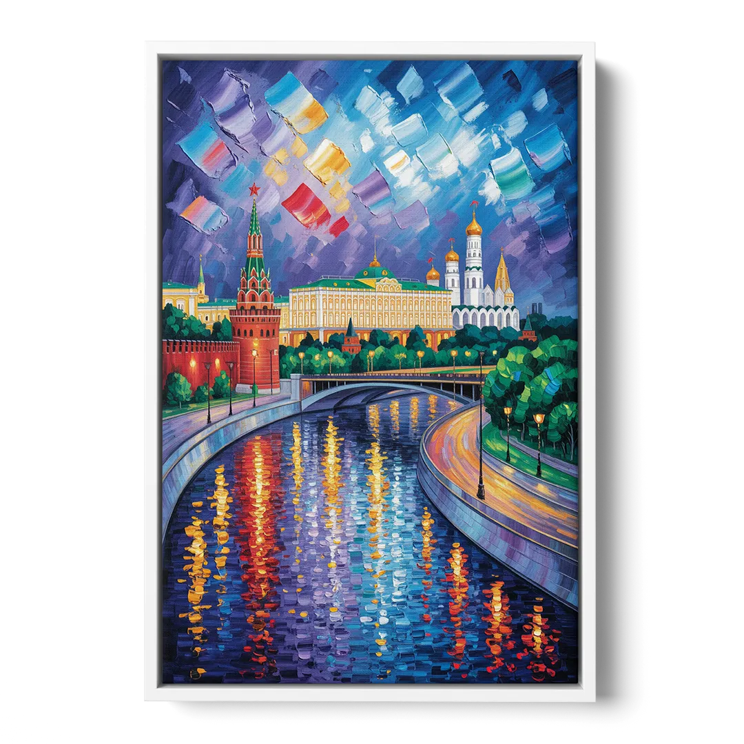 Moscow River Glimpse Front - White Canvas Wall Art