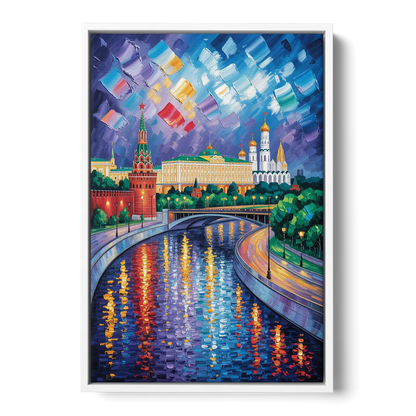 Moscow River Glimpse Front - White Canvas Wall Art