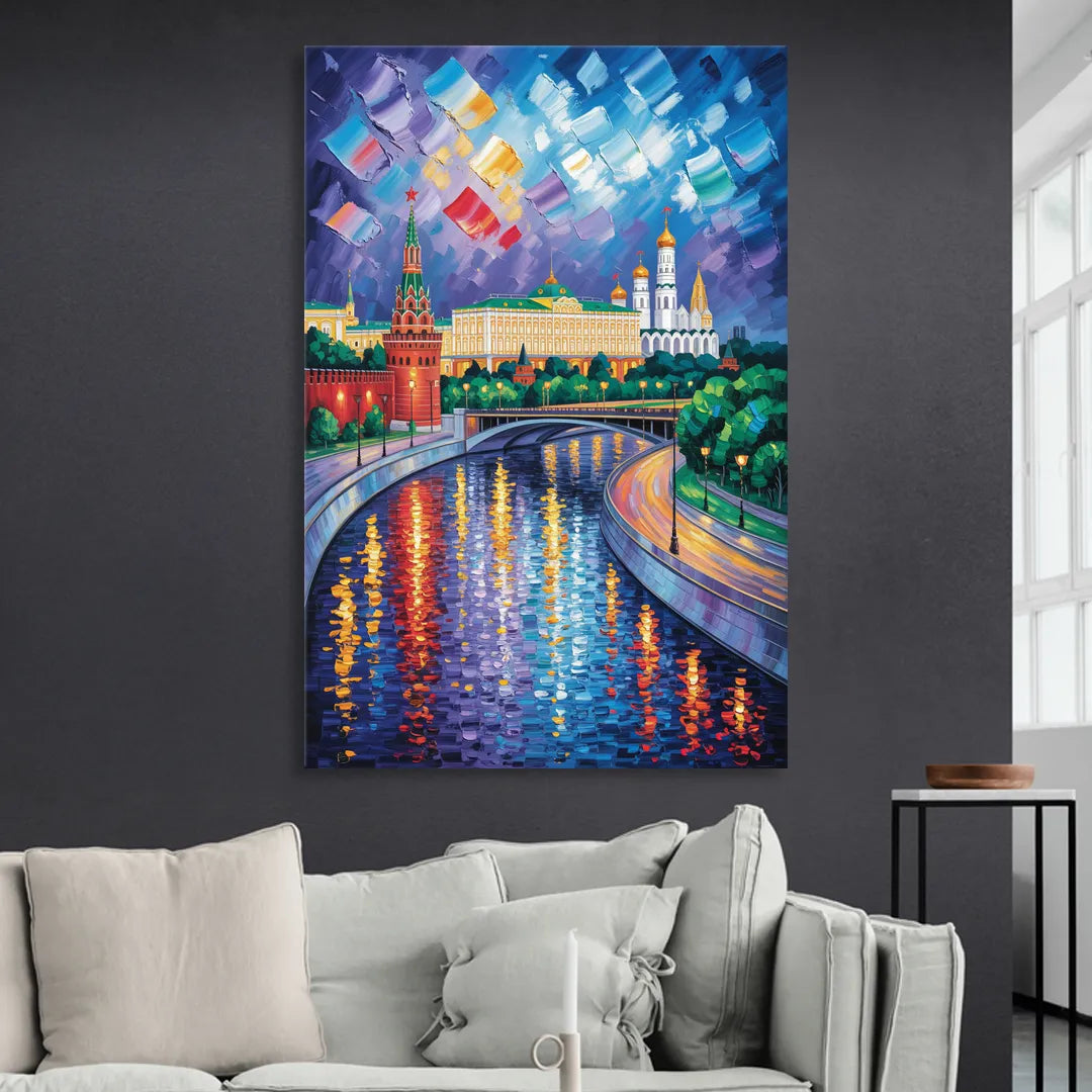 Moscow River Glimpse Living Room - Canvas Wall Art