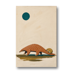Mother Pangolin Carrying Her Baby on Her Tail - Canvas Wall Art - Front