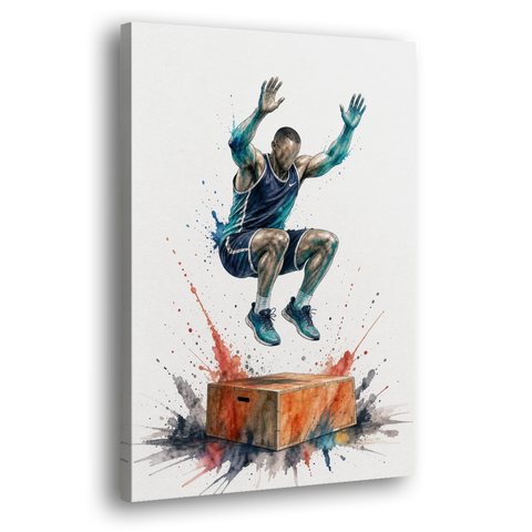 Motivational Gym Wall Art Box Jump at the Peak - Canvas Wall Art - Side