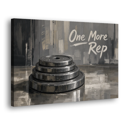 Motivational Quote Canvas One More Rep Weight Stack - Canvas Wall Art - Side