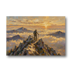 Motivational Wall Art of a Climber at Summit Dawn - Canvas Wall Art - Front