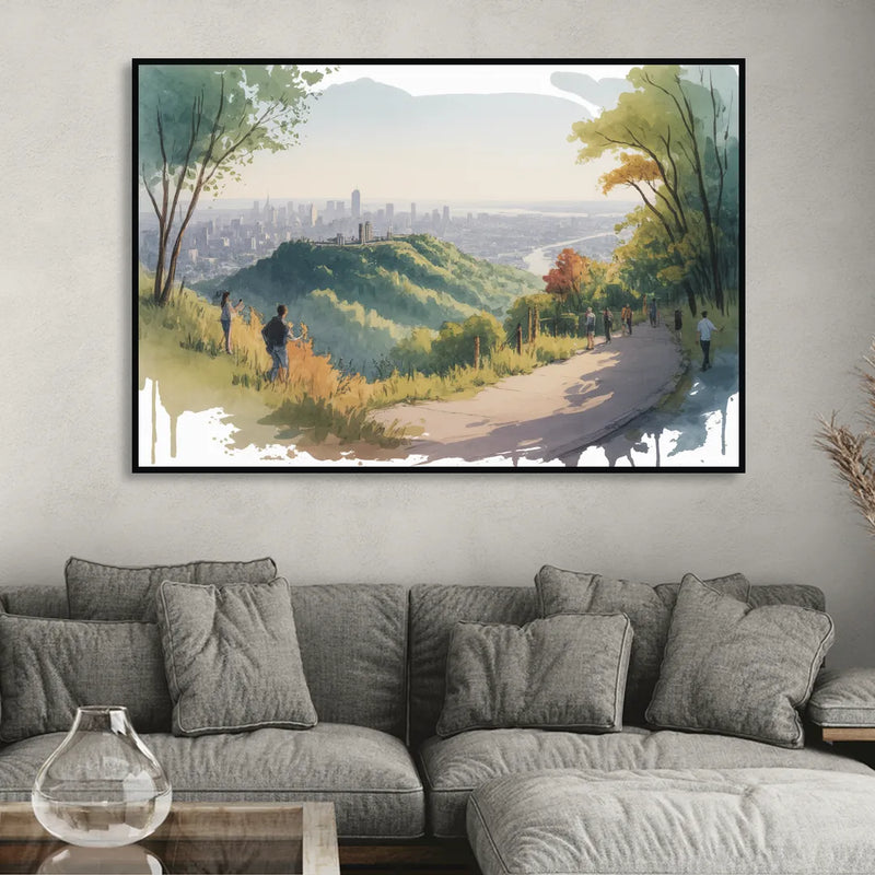 Mount Royal Lookout Living Room - Black Canvas Wall Art