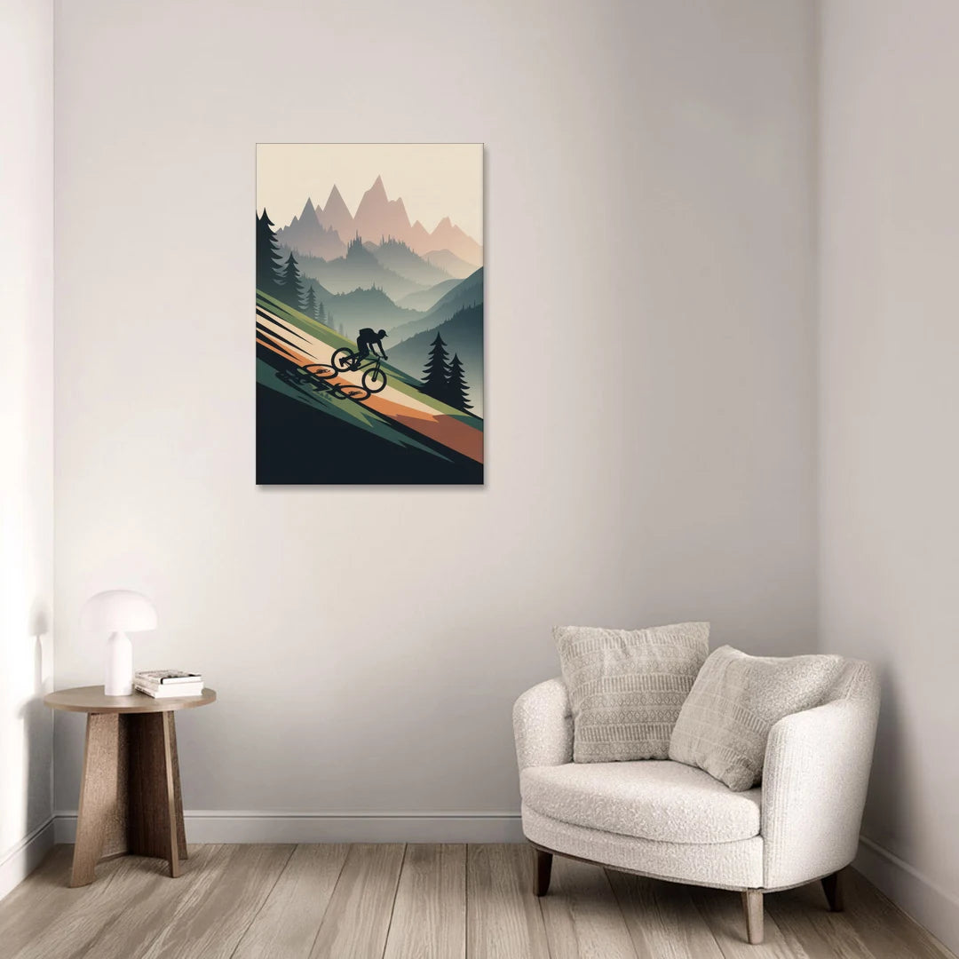 Mountain Biking Trails - Canvas Wall Art - Sofa - 24x36