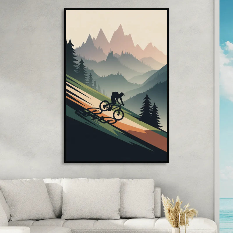 Mountain Biking Trails Sitting Room - Black Canvas Wall Art