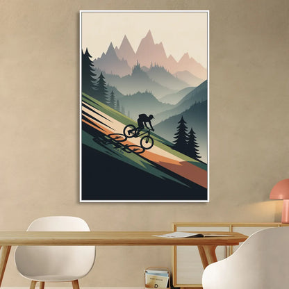 Mountain Biking Trails Sitting Room - White Canvas Wall Art
