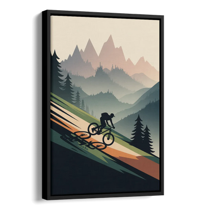 Mountain Biking Trails Side - Black Canvas Wall Art