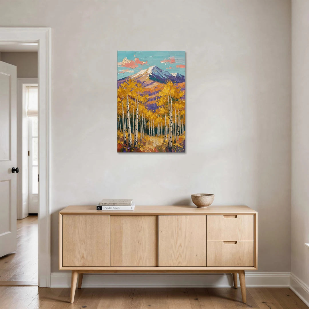 Mountain Cabin Decor with Golden Aspens - Canvas Wall Art - Coffee Table - 24x36