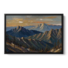 Mountain Wall Art of Three Ridges at Dusk - Black Framed Canvas Wall Art - Front