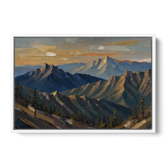 Mountain Wall Art of Three Ridges at Dusk - White Framed Canvas Wall Art - Front