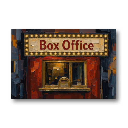 Movie Theater Decor with a Glowing Box Office - Canvas Wall Art - Front