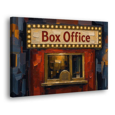 Movie Theater Decor with a Glowing Box Office - Canvas Wall Art - Side