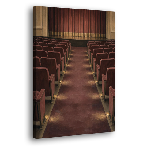 Movie Theater Painting of the Lit Aisle - Canvas Wall Art - Side