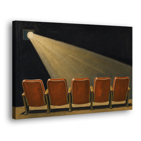 Movie Theater Wall Art with Five Red Seats - Canvas Wall Art - Side