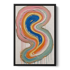 Multicolor Abstract Painting of Agate Ribbons - Black Framed Canvas Wall Art - Front