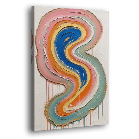 Multicolor Abstract Painting of Agate Ribbons - Canvas Wall Art - Side