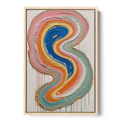 Multicolor Abstract Painting of Agate Ribbons - Oak Framed Canvas Wall Art - Front