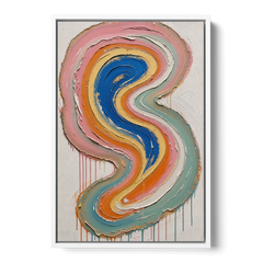 Multicolor Abstract Painting of Agate Ribbons - White Framed Canvas Wall Art - Front