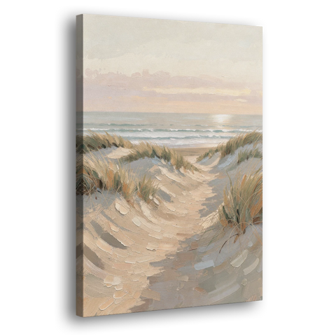 Muted Landscape Painting of a Dune Path - Canvas Wall Art - Side