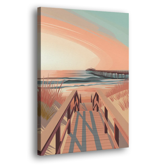 Myrtle Beach Boardwalk Views Side - Canvas Wall Art
