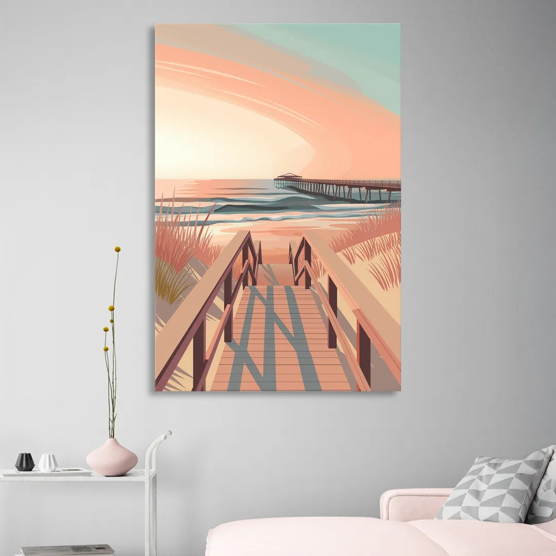 Myrtle Beach Boardwalk Views Sitting Room - Canvas Wall Art