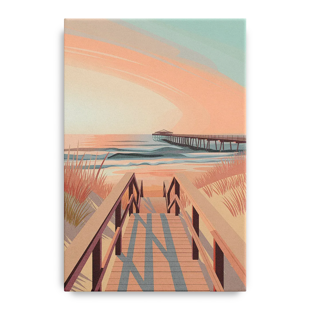 Myrtle Beach Boardwalk Views Front - Canvas Wall Art
