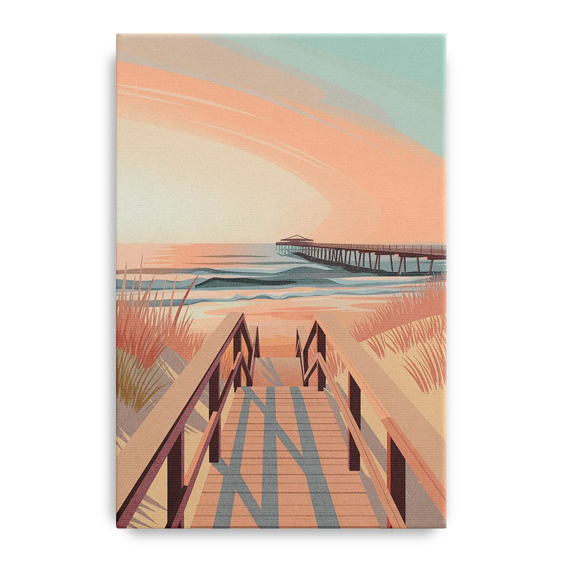 Myrtle Beach Boardwalk Views Front - Canvas Wall Art