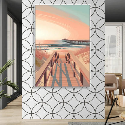 Myrtle Beach Boardwalk Views Sitting Room - White Canvas Wall Art