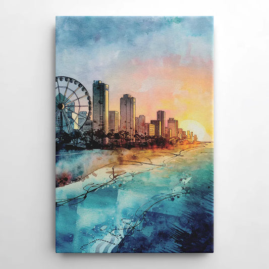 Myrtle Beach Coastal Skyline - Canvas Wall Art