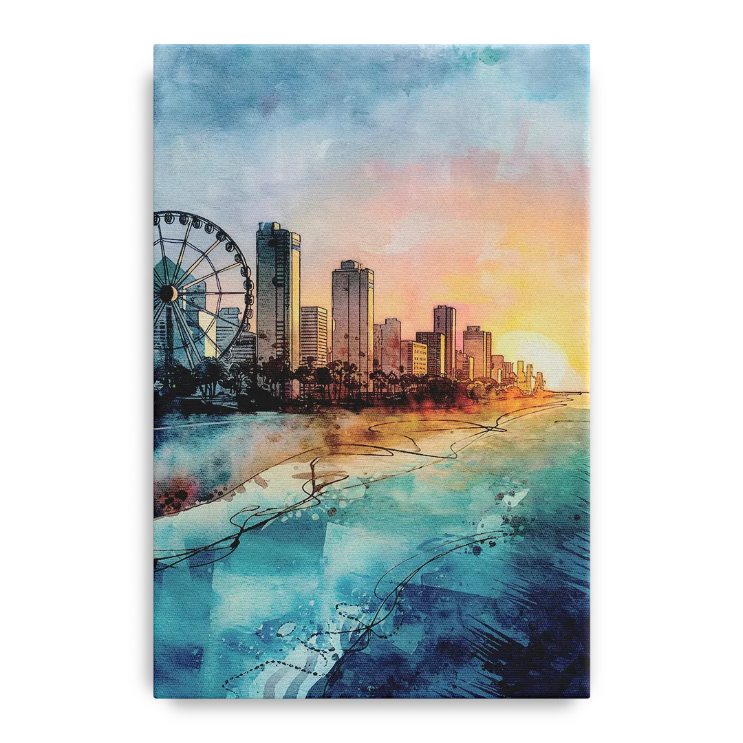 Myrtle Beach Coastal Skyline Front - Canvas Wall Art