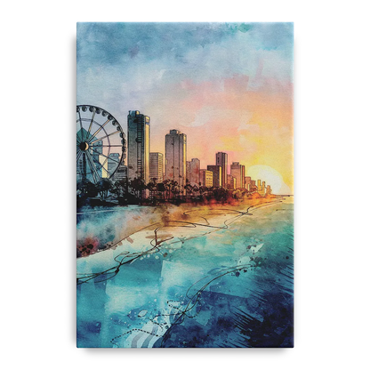 Myrtle Beach Coastal Skyline Front - Canvas Wall Art
