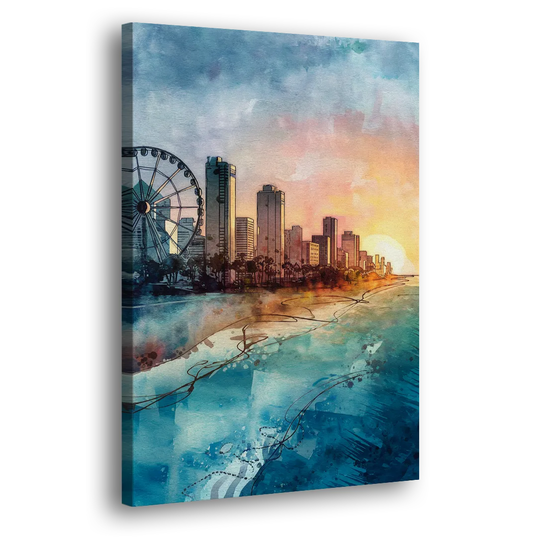 Myrtle Beach Coastal Skyline Side - Canvas Wall Art