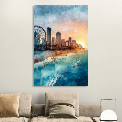 Myrtle Beach Coastal Skyline Sitting Room - Canvas Wall Art