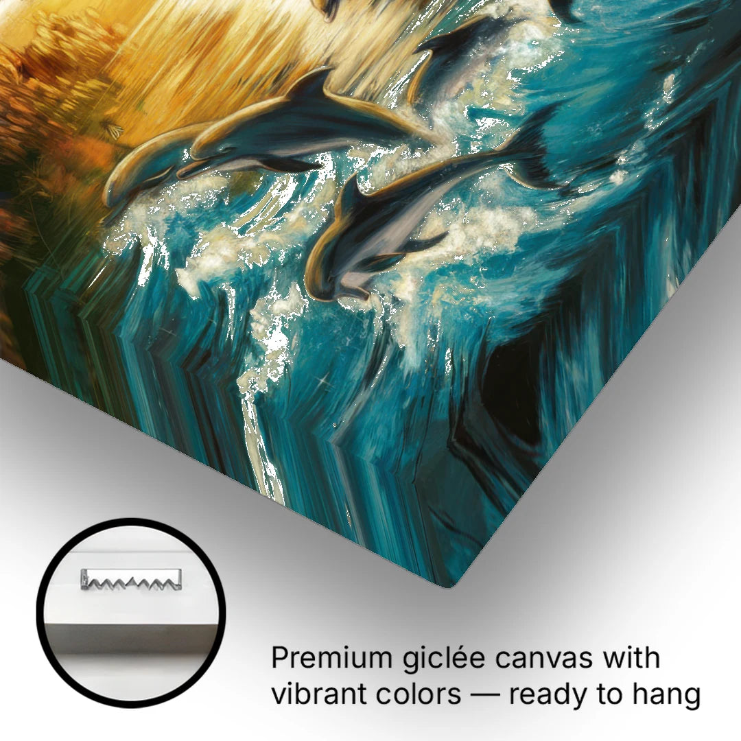 Myrtle Beach Dolphin Horizon - Canvas Wall Art - Gallery Wrap Corner