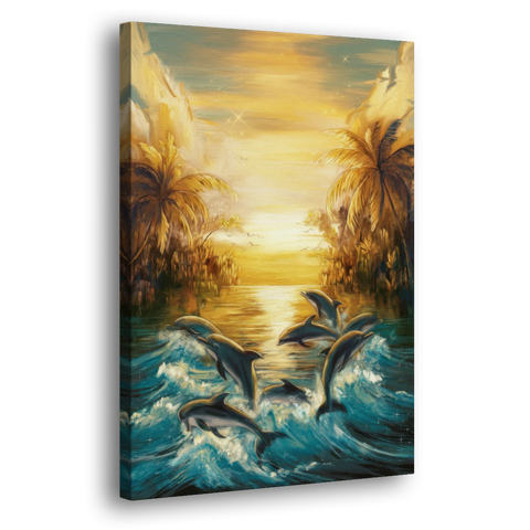 Myrtle Beach Dolphin Horizon - Canvas Wall Art - Side