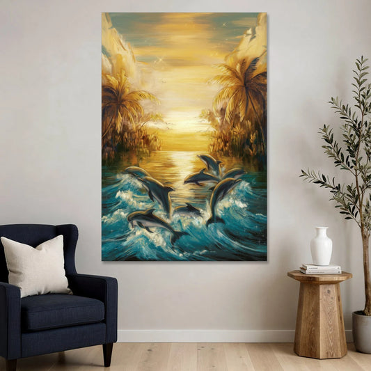 Myrtle Beach Dolphin Horizon - Canvas Wall Art - Sofa - 40x60
