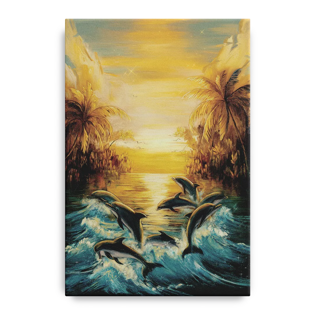 Myrtle Beach Dolphin Horizon Front - Canvas Wall Art