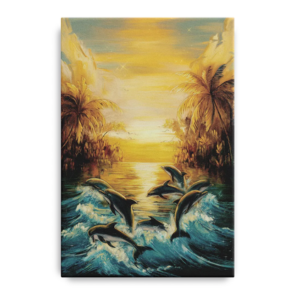 Myrtle Beach Dolphin Horizon Front - Canvas Wall Art