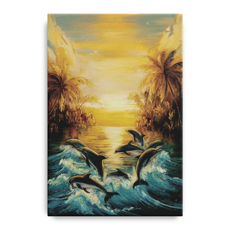 Myrtle Beach Dolphin Horizon Front - Canvas Wall Art