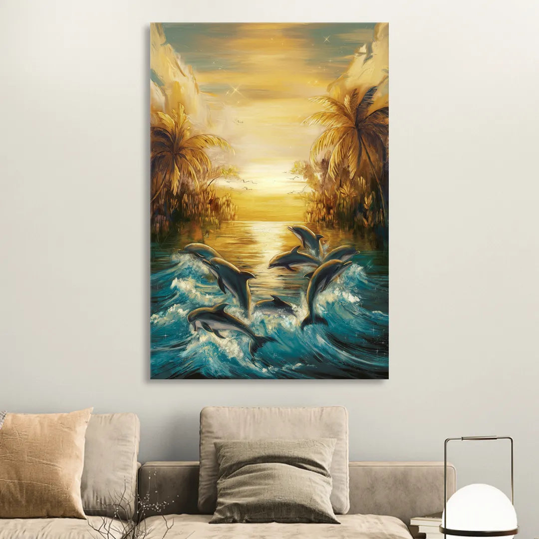 Myrtle Beach Dolphin Horizon Living Room - Canvas Wall Art