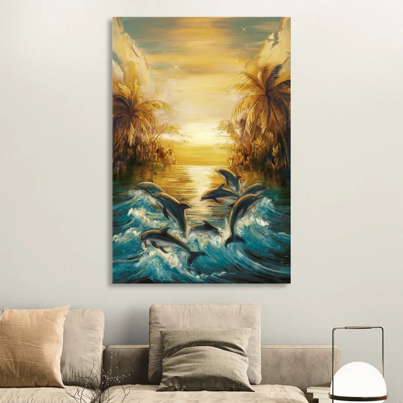 Myrtle Beach Dolphin Horizon Living Room - Canvas Wall Art