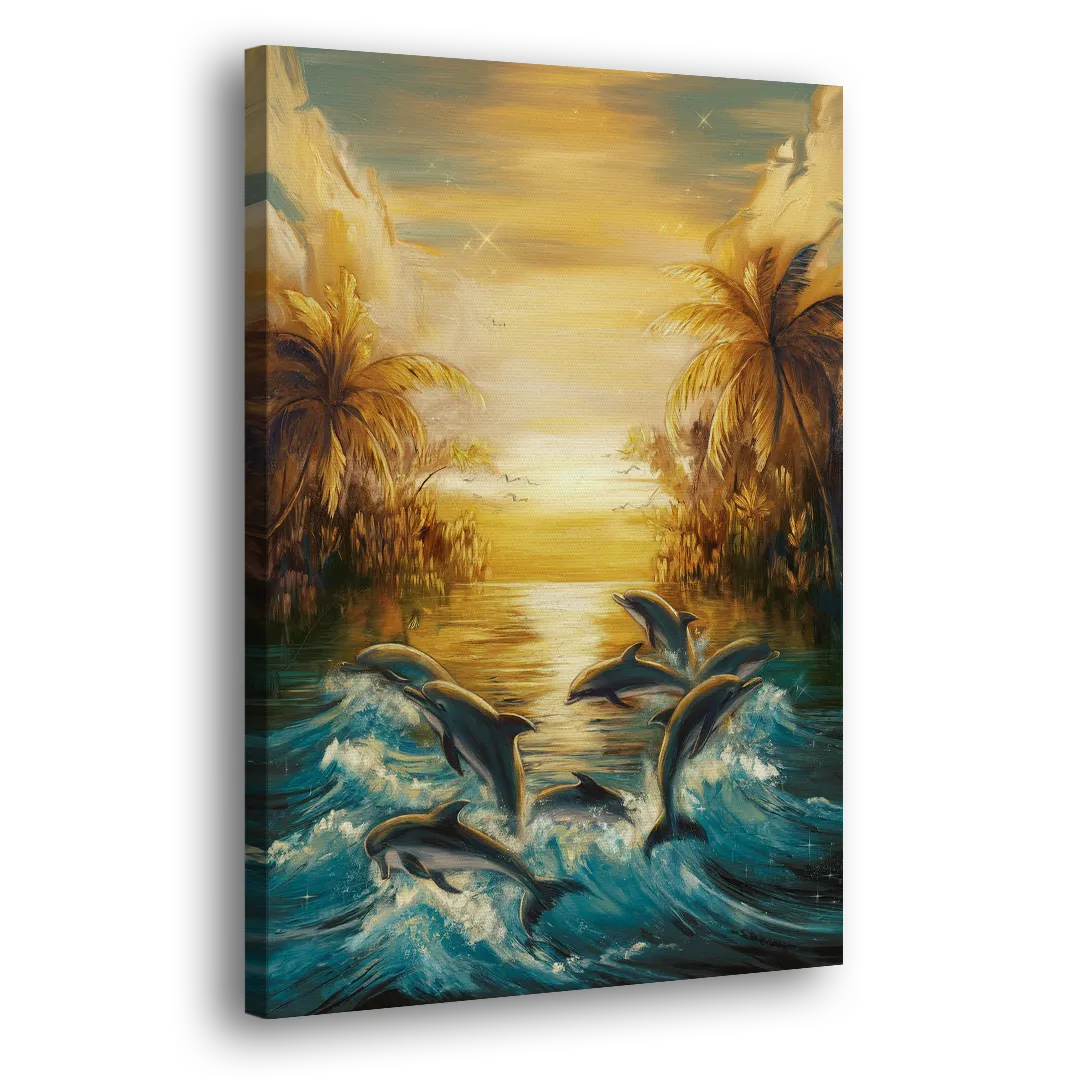 Myrtle Beach Dolphin Horizon Side - Canvas Wall Art