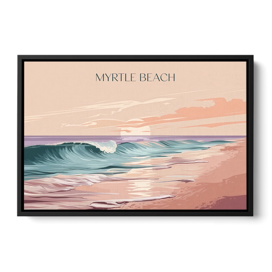 Myrtle Beach Ocean Sunrise - Black Framed Canvas Wall Art - Front