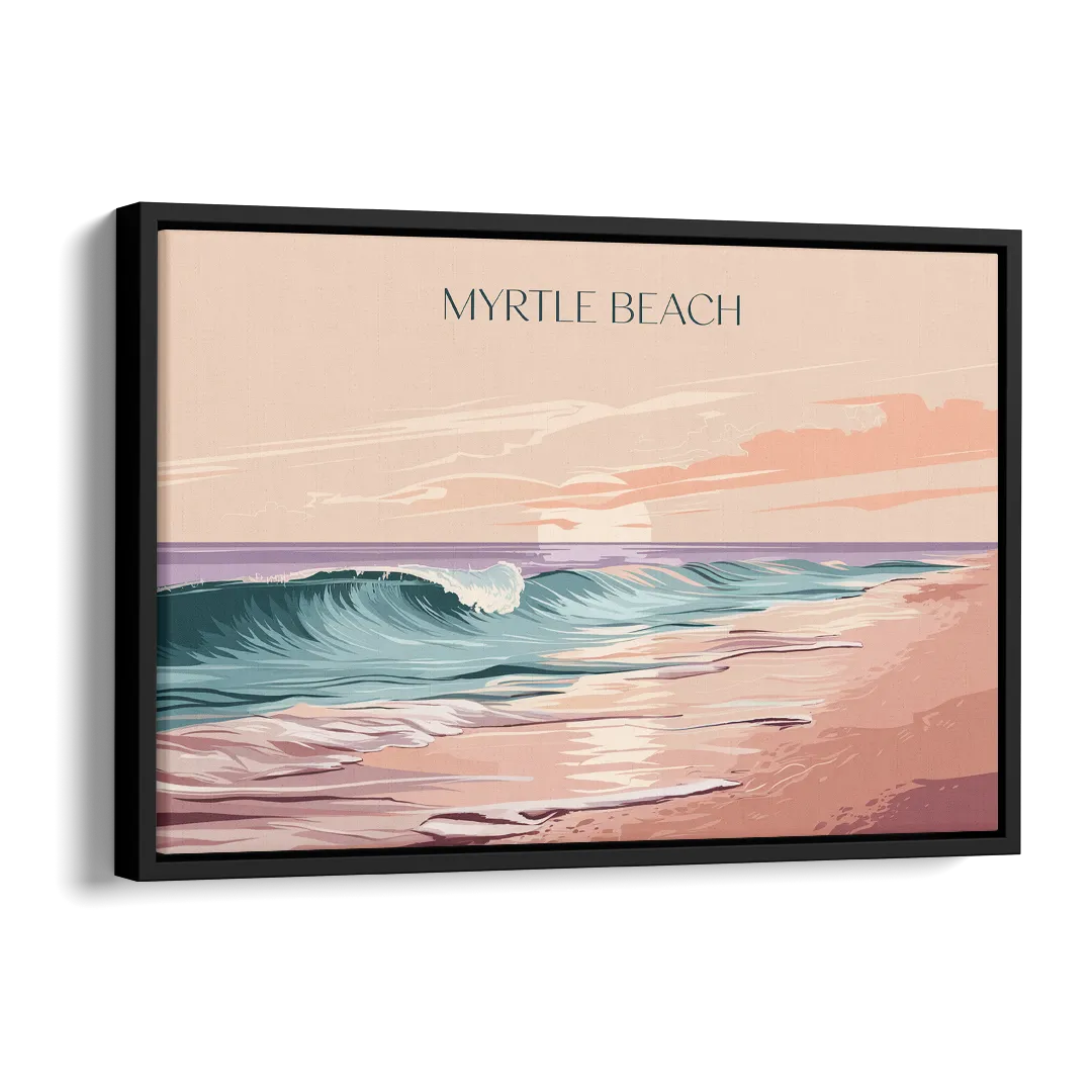 Myrtle Beach Ocean Sunrise Side - Black Canvas Wall Art