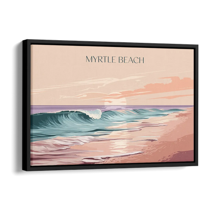 Myrtle Beach Ocean Sunrise Side - Black Canvas Wall Art