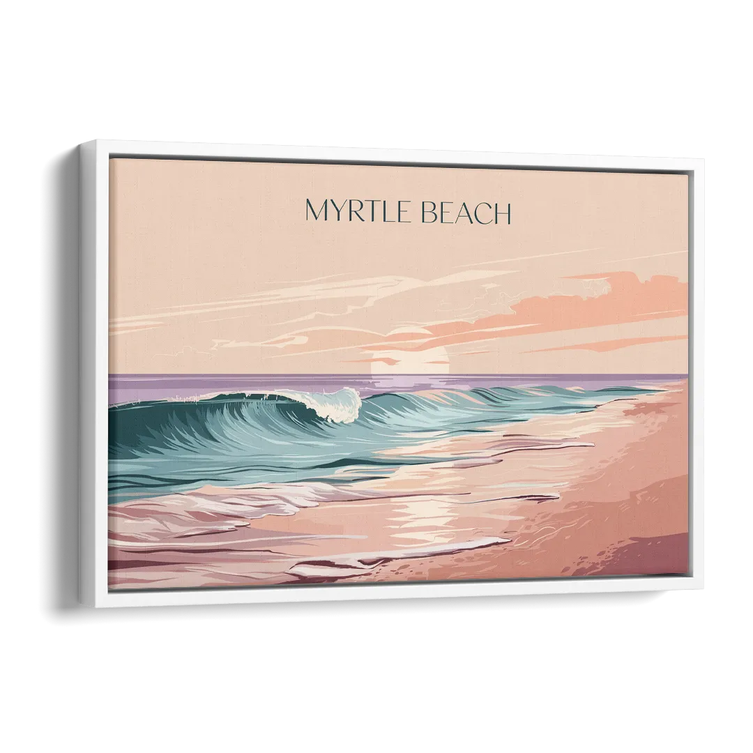 Myrtle Beach Ocean Sunrise Side - White Canvas Wall Art