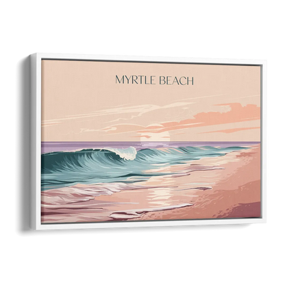 Myrtle Beach Ocean Sunrise Side - White Canvas Wall Art