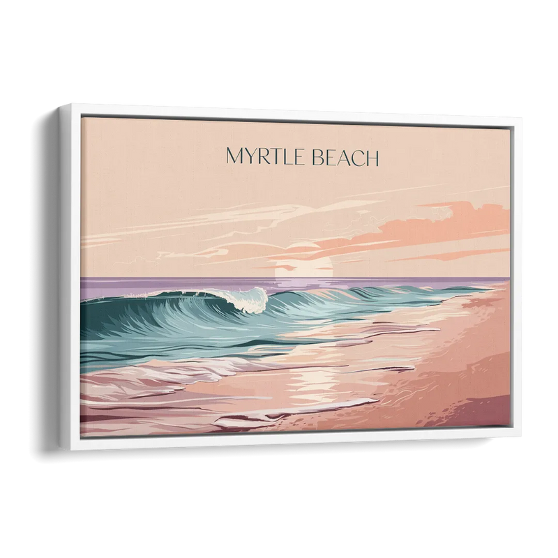 Myrtle Beach Ocean Sunrise Side - White Canvas Wall Art